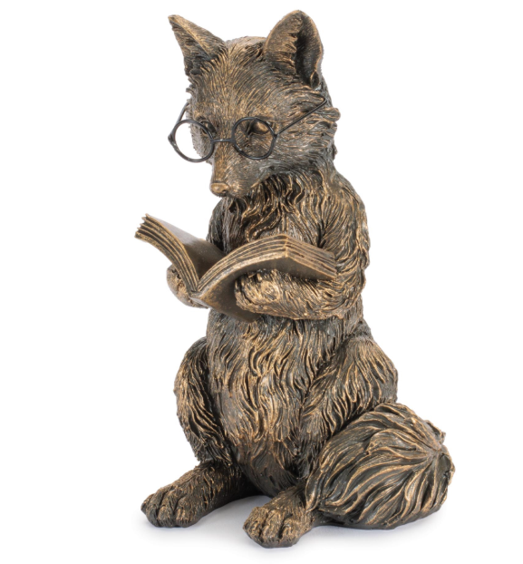 Fox Reading Resin Figurine