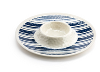 Indigo Stripe Melamine Chip & Dip Server