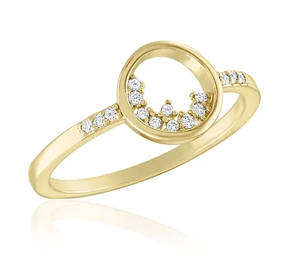 Open Circle CZ Cluster Gold Layers Ring