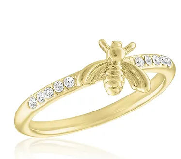 CZ Bee Gold Layers Ring