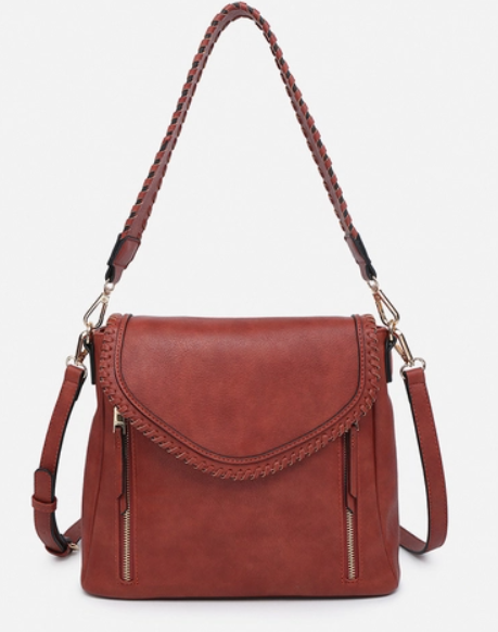 Lorelei Double Zip Whipstitch Trim Crossbody