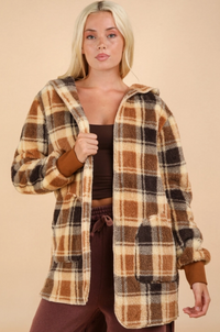 Oversized Faux Fur Tunic Hooded Printed Jacket