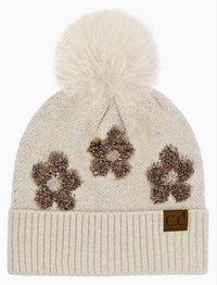 C.C Daisy Pattern Pom Beanie