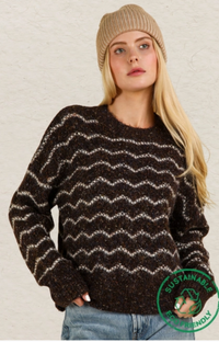 ECO Wave Striped Soft Knit Pullover Sweater Top