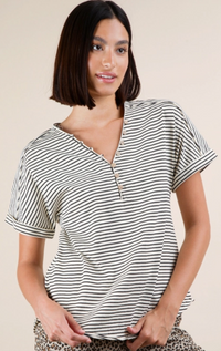 Button Down Striped Casual Knit Top