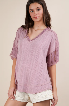 Oversized Contrast Knit Comfy Plus Casual Top