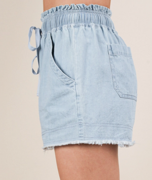 Washed Chambray Denim Casual Shorts