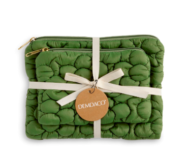 Quilted Flower Zip Pouch Set of 2