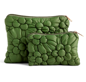Quilted Flower Zip Pouch Set of 2