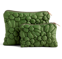 Quilted Flower Zip Pouch Set of 2