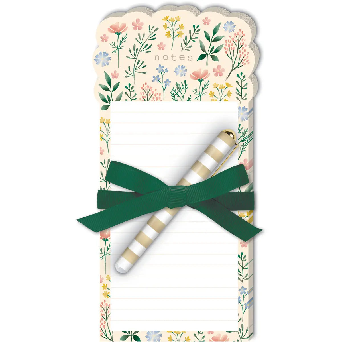 Cream Floral Garden Die Cut List pad with Pen