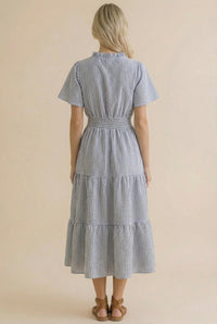 Vertical Striped Tiered Maxi Dress
