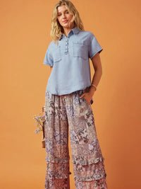 Washed Tencel Pocketed Collared Shirt