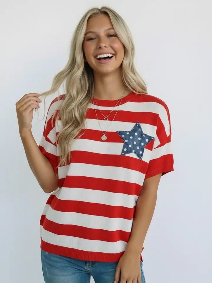 Stripe Star Patch Top