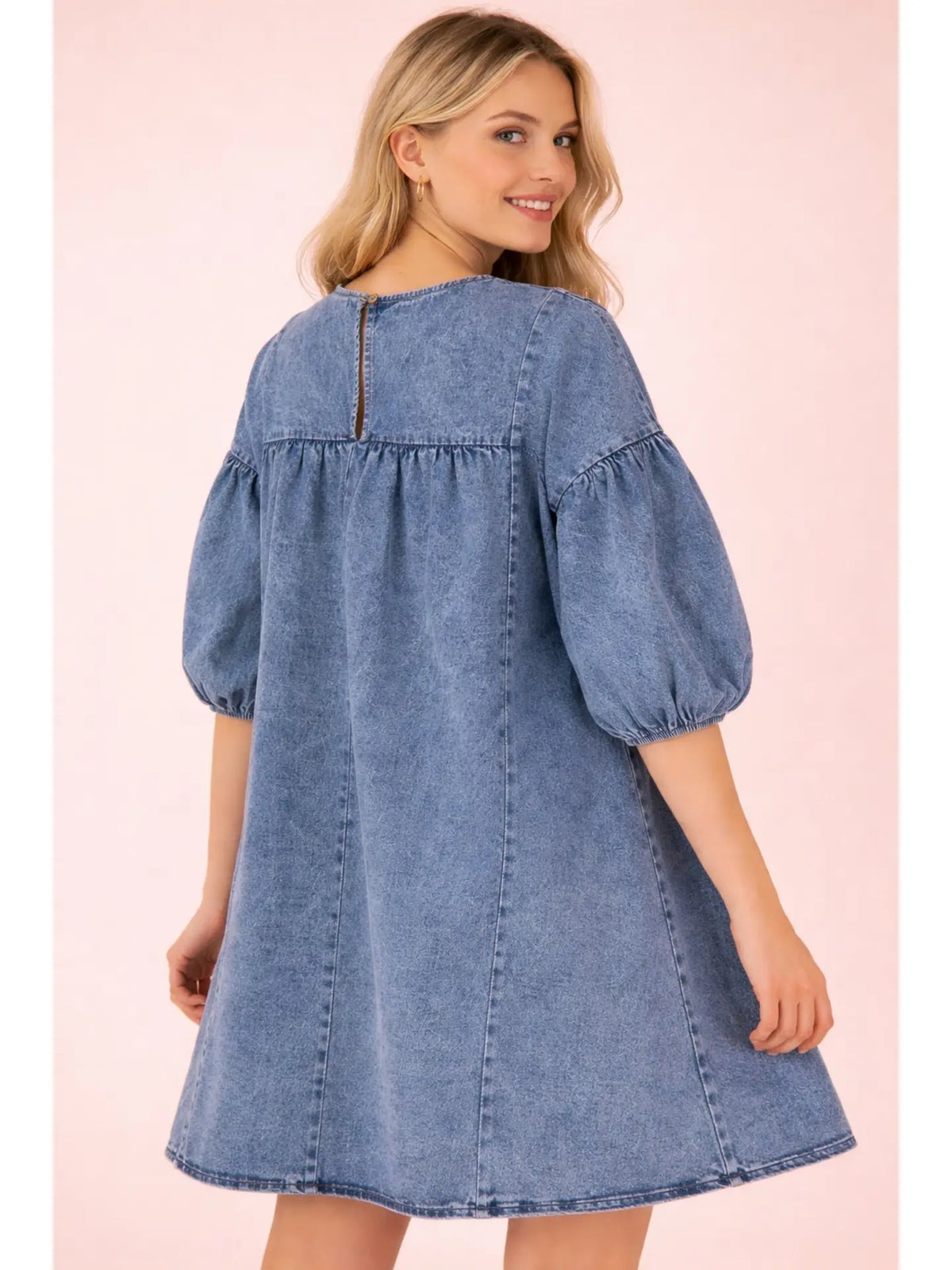 Washed Denim Casual Mini Dress