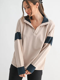 Crestline Contrast Collared Top