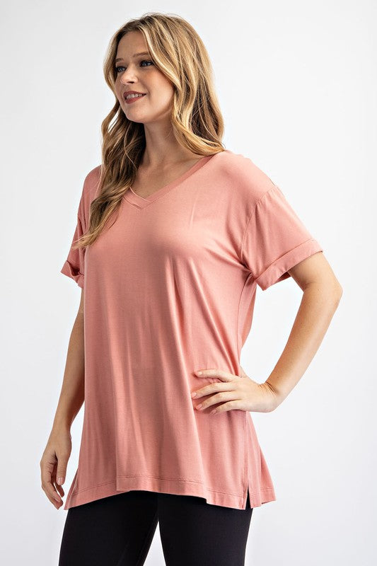 V Neck Short Sleeve Plus Top