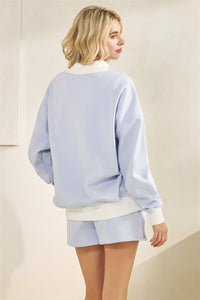Mock Neck Striped Sweatshirt Top