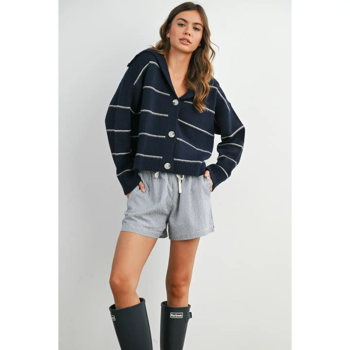 Casual Striped Drawstring Shorts