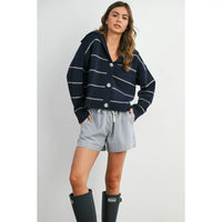 Casual Striped Drawstring Shorts