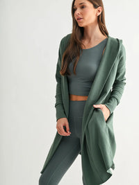 Open Front Longline Hoodie Cardigan