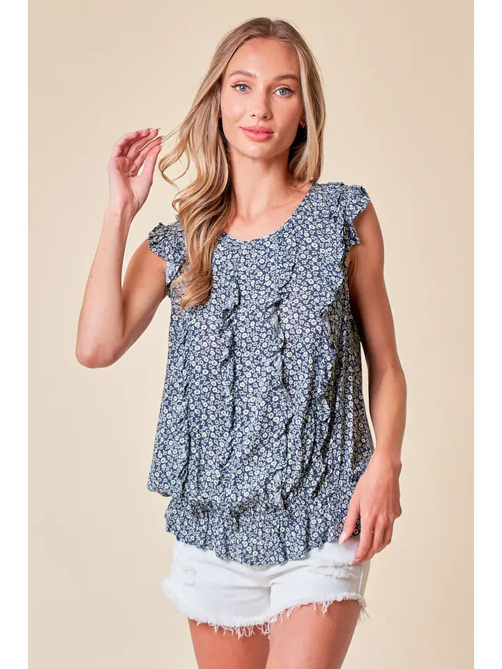 Printed Frilled Blouse