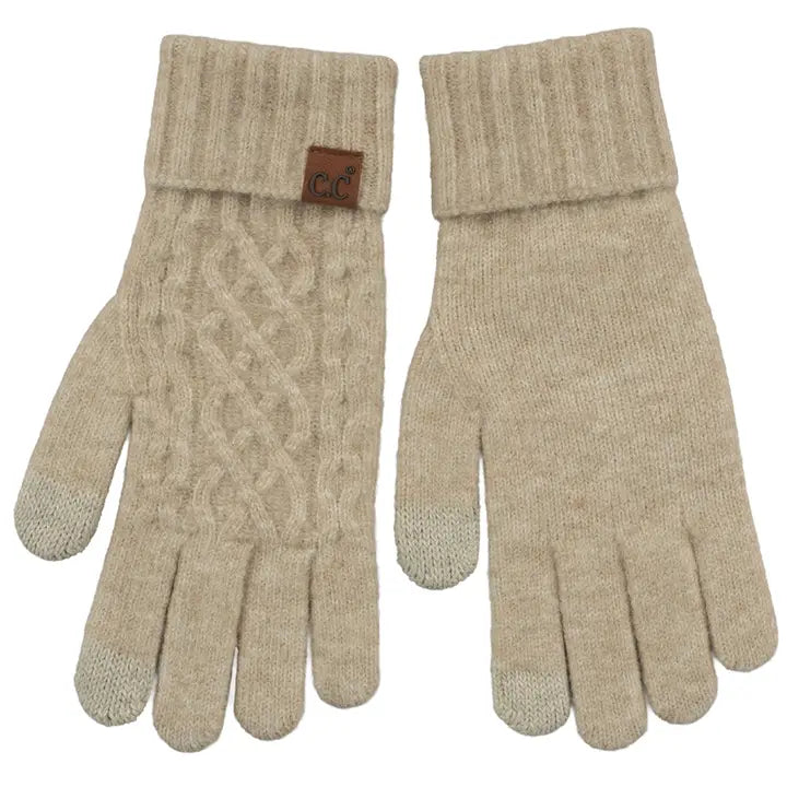 C.C Solid Cable Knit Cuff Winter Gloves