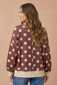 Oversized Polka Dot Pullover Sweatshirt