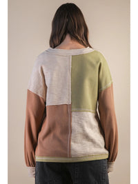 Oversized Color Block Casual Knit Top