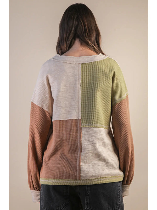 Oversized Color Block Casual Knit Top