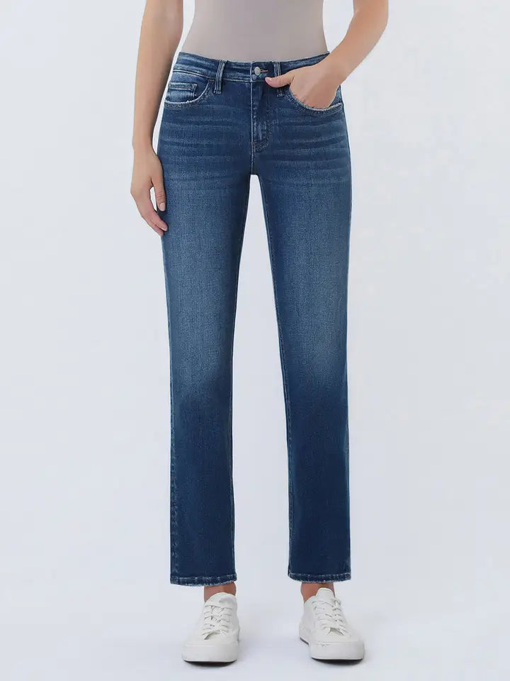 Lovervet by VERVET Mid Rise Dark Wash Ankle Slim Straight Jeans