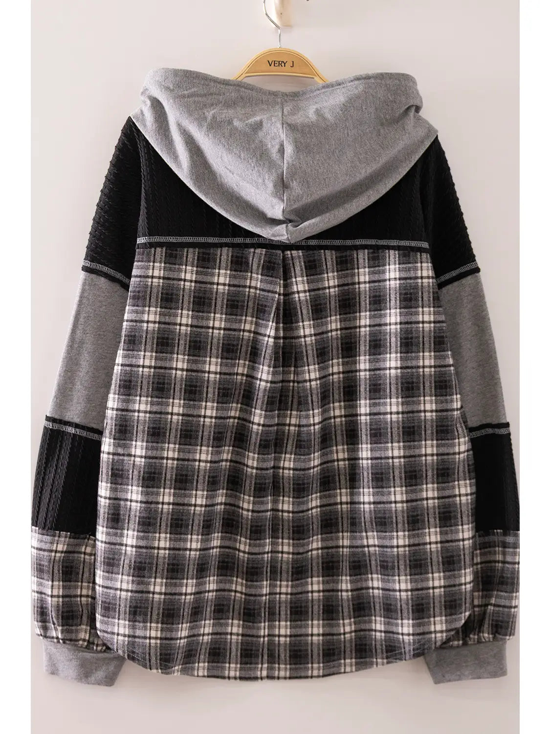 Plaid Contrast Hoodie Pullover