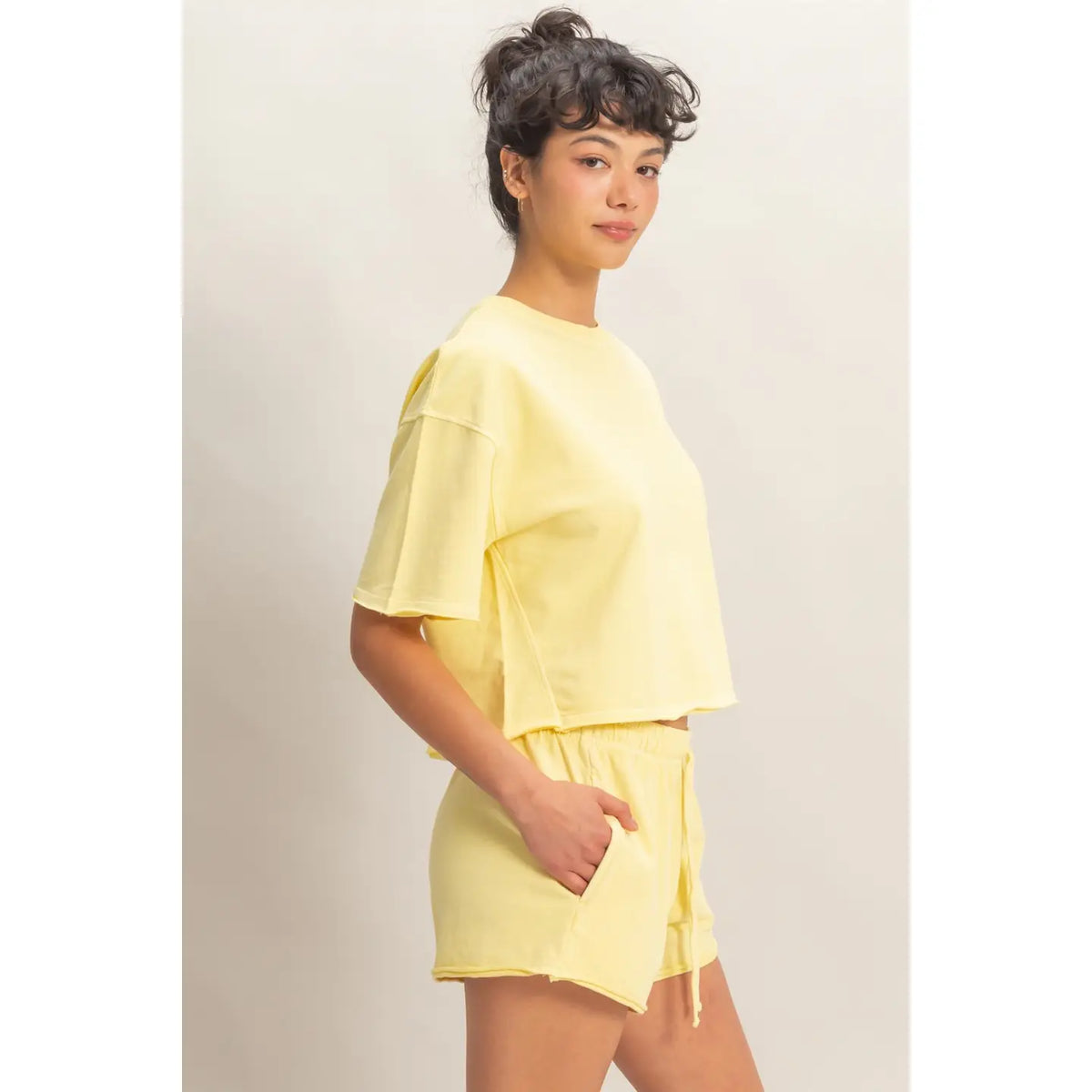Short Sleeve Crew Neck Top and Shorts Set