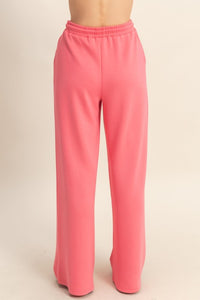 Scuba High-waist Drawstring Pintuck Wide Leg Pants