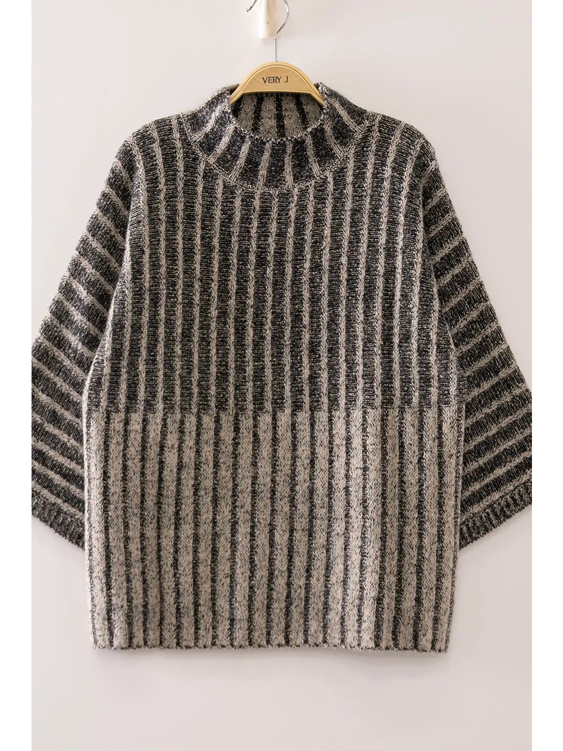Ribbed Knit Mock Neck Sweater
