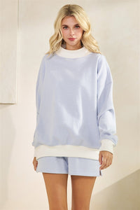 Mock Neck Striped Sweatshirt Top