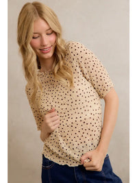 Polka Dot Crinkled Stretch Short Sleeves