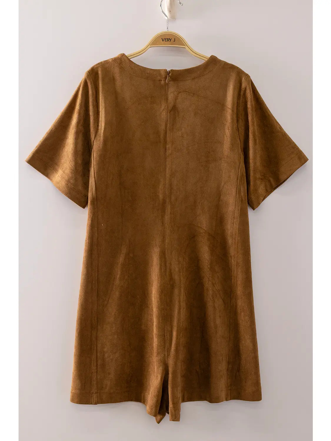 Suede Short Sleeve Romper
