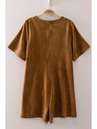 Suede Short Sleeve Romper