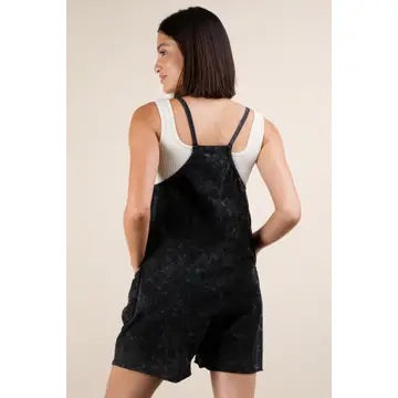 Mineral Washed Sleeveless Knit Plus Romper