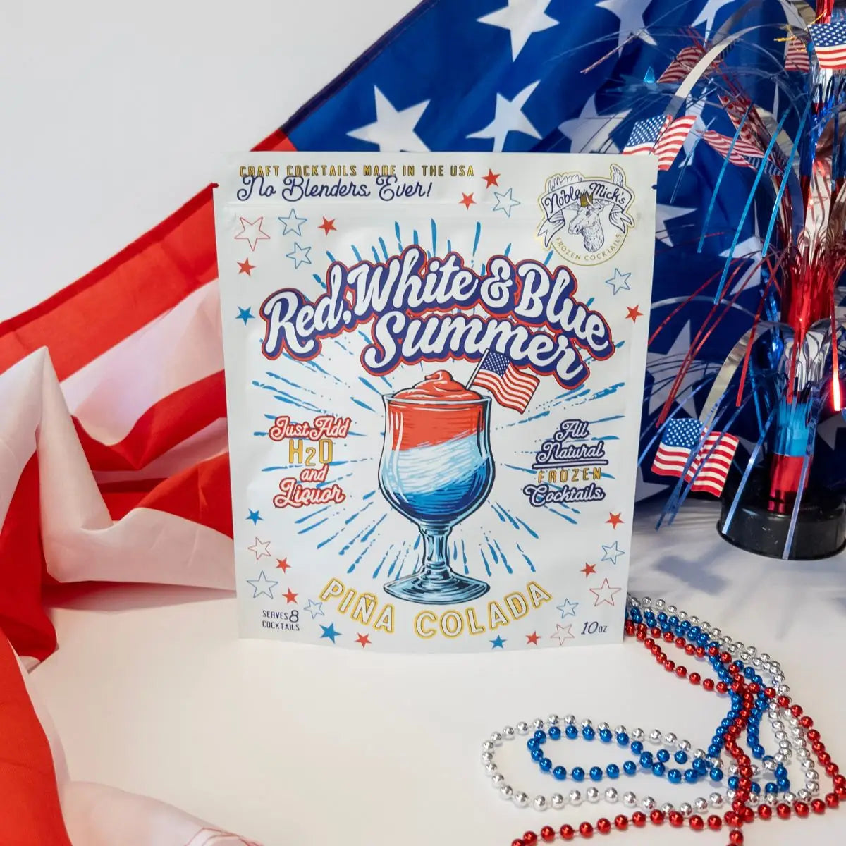 Red, White & Blue Summer Pina Colada Frozen Cocktail
