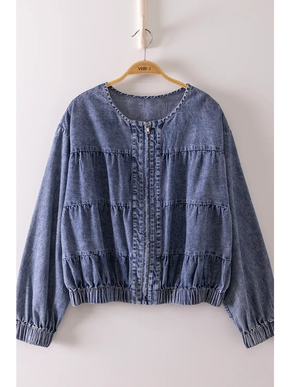 Tiered Layers Washed Denim Jacket