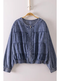 Tiered Layers Washed Denim Jacket