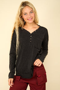 Mineral Washed Cotton Comfy Knit Top