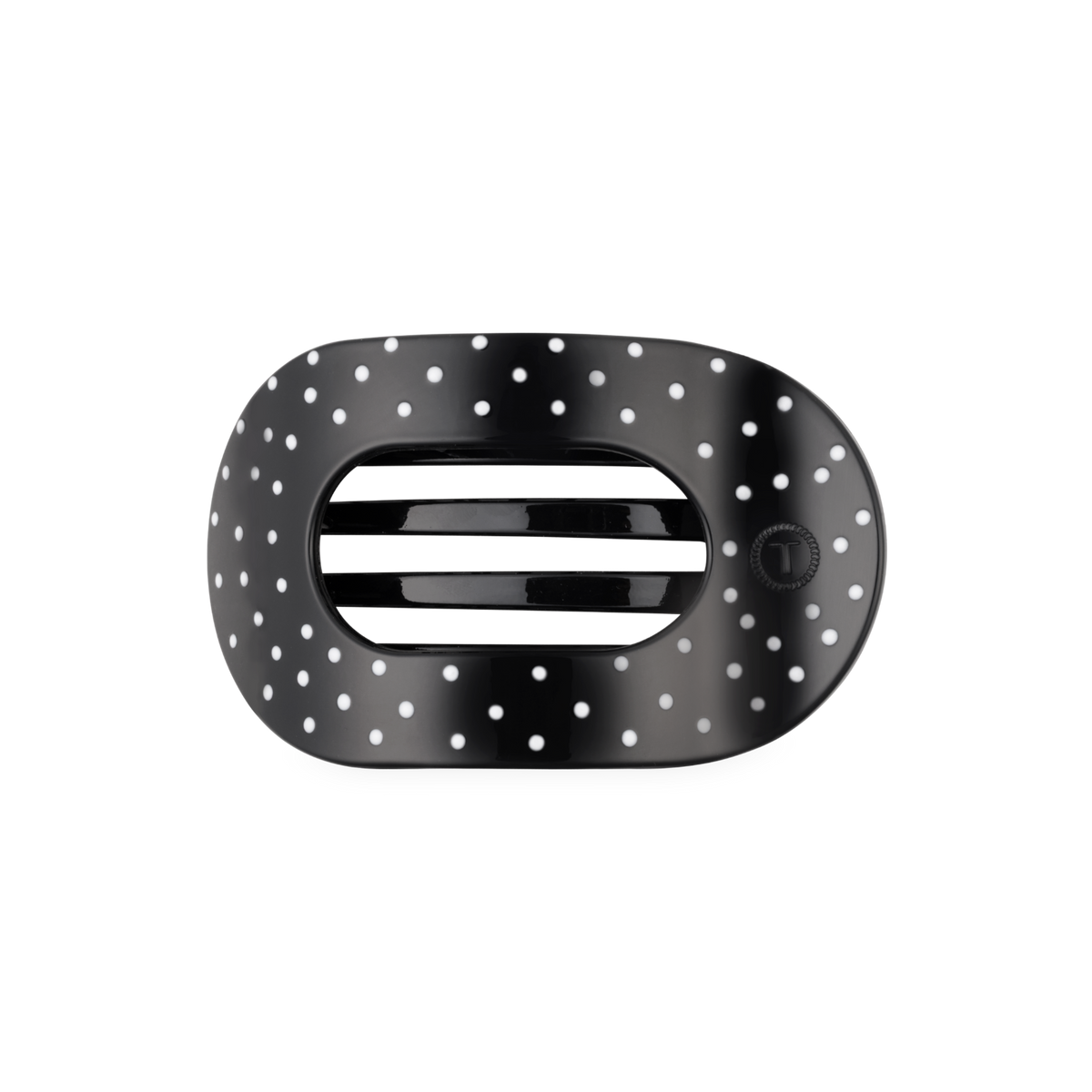 Flat Round | Black Polka Dot Party | Medium Hair Clip