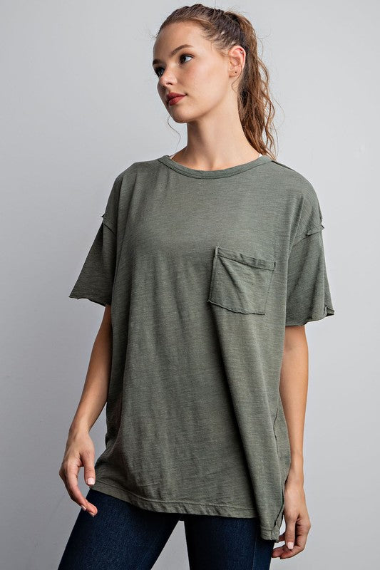 Short Sleeve Slub Tee With Pocket