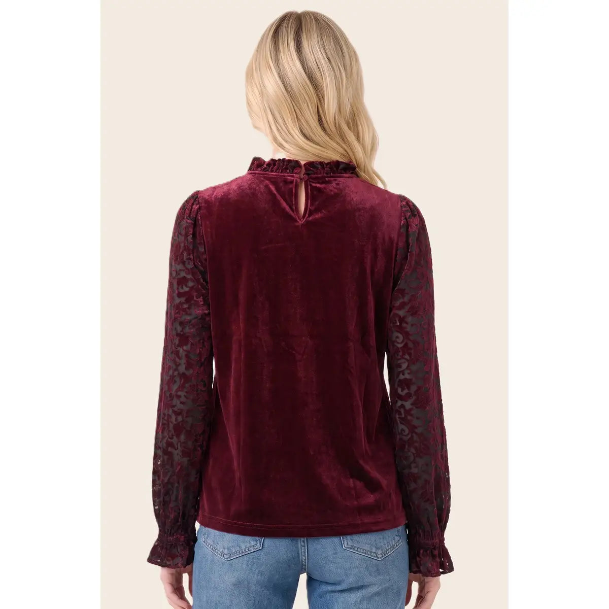 Burnout Velvet Sleeved Velvet Top