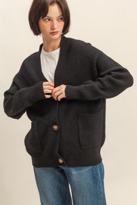 Oversized Sweater Cardigan With Front Pockets