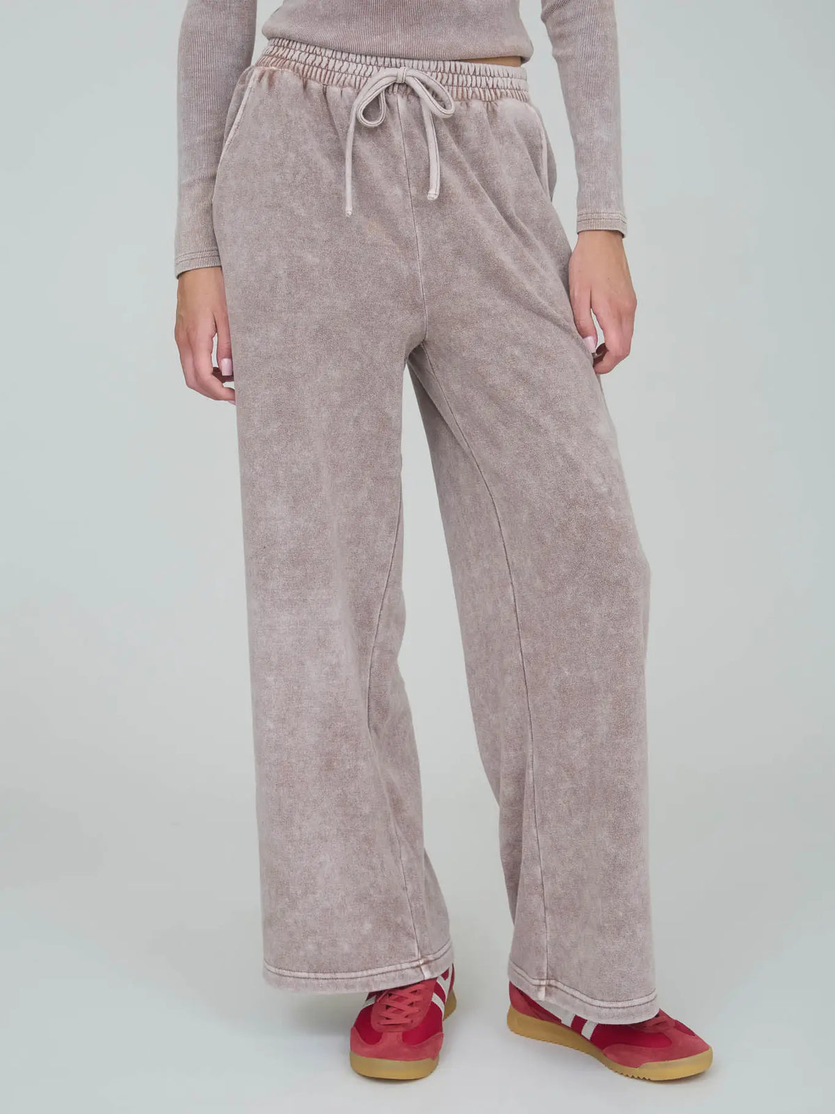Washed Wide Leg Drawstring Lounge Pants