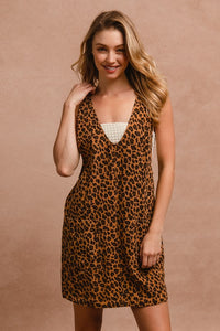 Leopard Mini Denim Dress